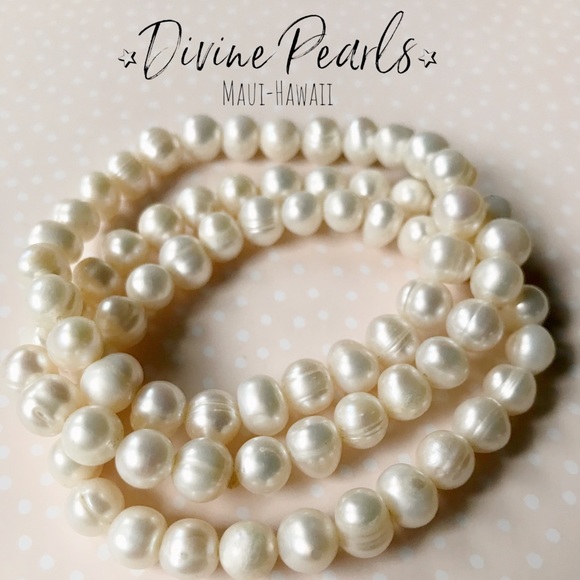 Set of 3 freshwater Pearls stretch bracelet - Picture 3 of 4